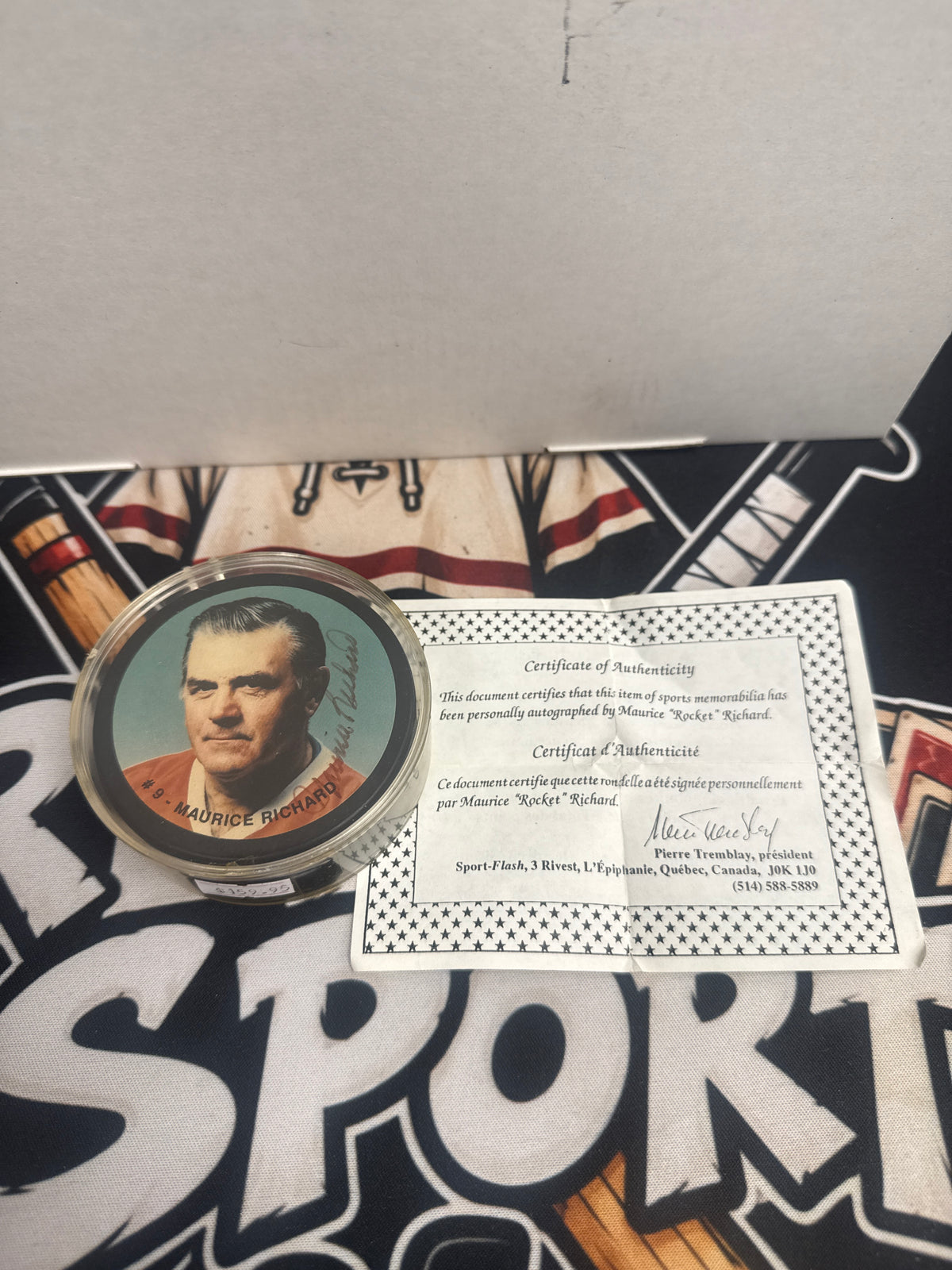 Maurice Richard rondelle autographié